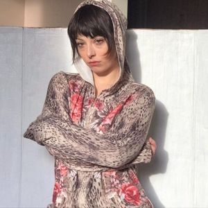 Leopard and Rose Christopher and Banks  rhinestone zip up hoodie